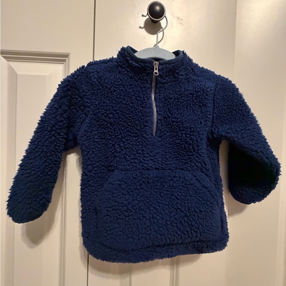 Two Cozy baby sherpa sweaters Navy and Tan color